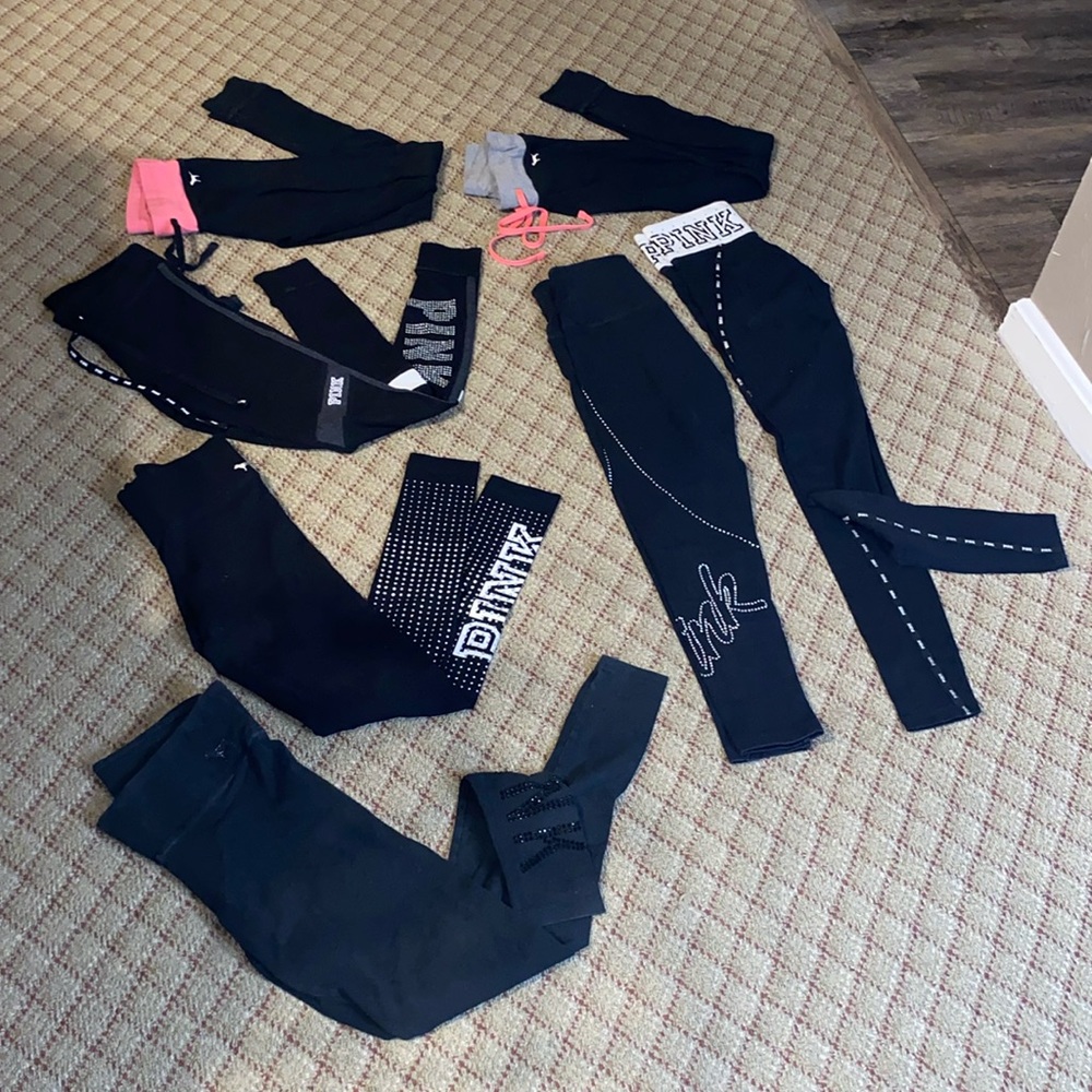 PINK cotton/cotton blend legging bundle